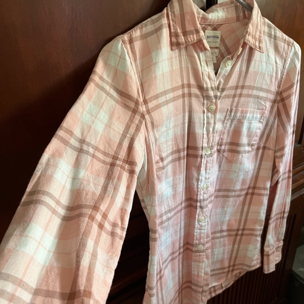 J.Crew pink plaid shirt
